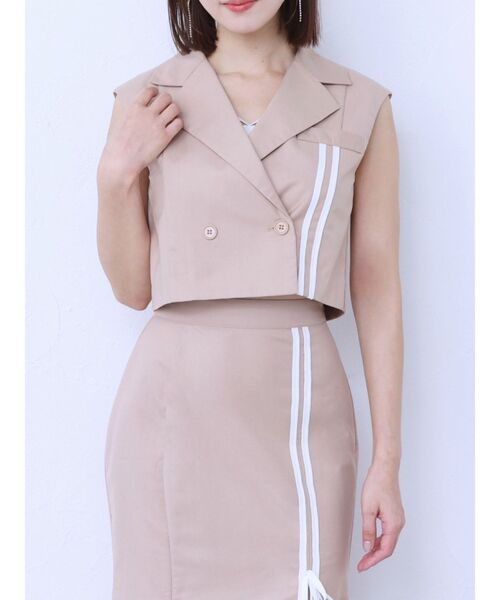 EATME（イートミー）の「ラインショートベスト（セットアップ可能）（ベスト・レディース・ピンク/ベージュ/ブラック・FREE）」の3枚目の写真