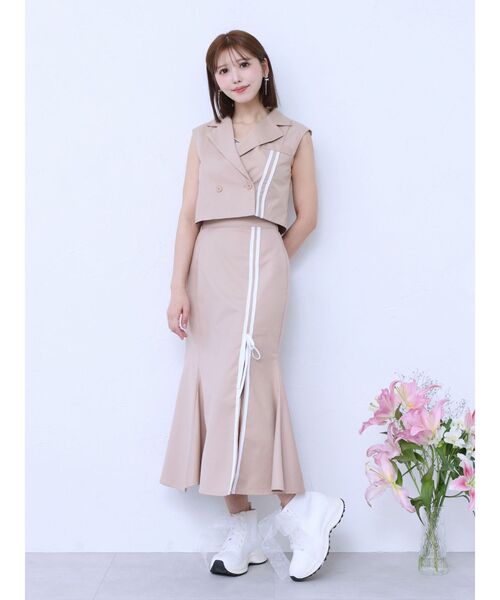 EATME（イートミー）の「ラインショートベスト（セットアップ可能）（ベスト・レディース・ピンク/ベージュ/ブラック・FREE）」の7枚目の写真