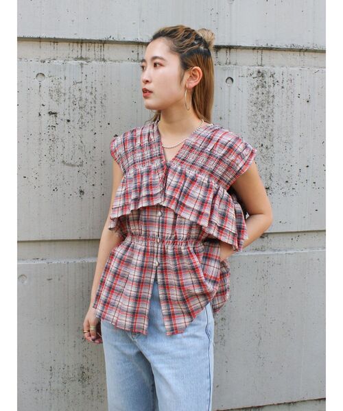 Ungrid（アングリッド）の「【WEB限定】フリルデザインチェックブラウス（シャツ/ブラウス・レディース・イエロー/レッド・FREE）」の22枚目の写真