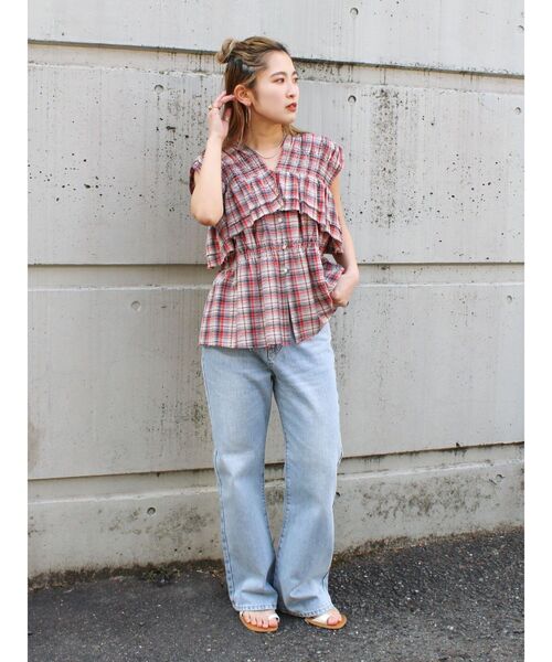 Ungrid（アングリッド）の「【WEB限定】フリルデザインチェックブラウス（シャツ/ブラウス・レディース・イエロー/レッド・FREE）」の12枚目の写真