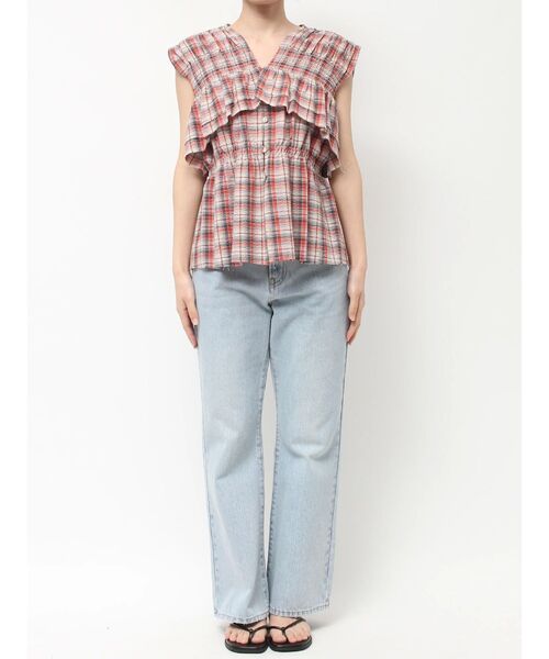 Ungrid（アングリッド）の「【WEB限定】フリルデザインチェックブラウス（シャツ/ブラウス・レディース・イエロー/レッド・FREE）」の8枚目の写真