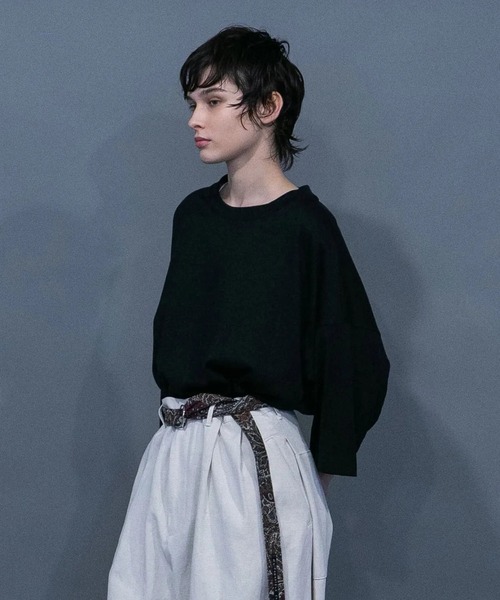 my beautiful landlet（マイビューティフルランドレット）の「【my beautiful landlet】 ECOARCH HEMP JERSEY OVERSIZED T-SHIRT（Tシャツ/カットソー・メンズ・チャコールグレー/モカ/ネイビー/ブラック・1/0）」の11枚目の写真