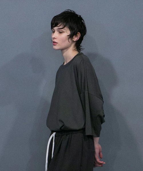 my beautiful landlet（マイビューティフルランドレット）の「【my beautiful landlet】 ECOARCH HEMP JERSEY OVERSIZED T-SHIRT（Tシャツ/カットソー・メンズ・チャコールグレー/モカ/ネイビー/ブラック・1/0）」の5枚目の写真