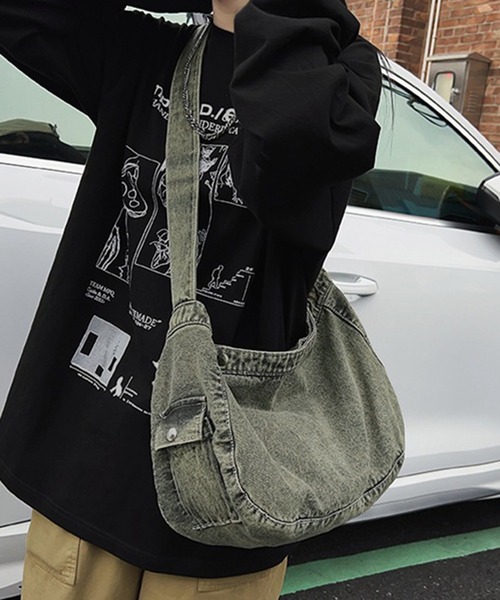 Revo.（レボ）の「ヴィンテージライク フェード加工 デニム ワンハンドル ショルダーバッグ（ショルダーバッグ・レディース・ブラック/カーキ/パープル/オレンジ・FREE）」の20枚目の写真