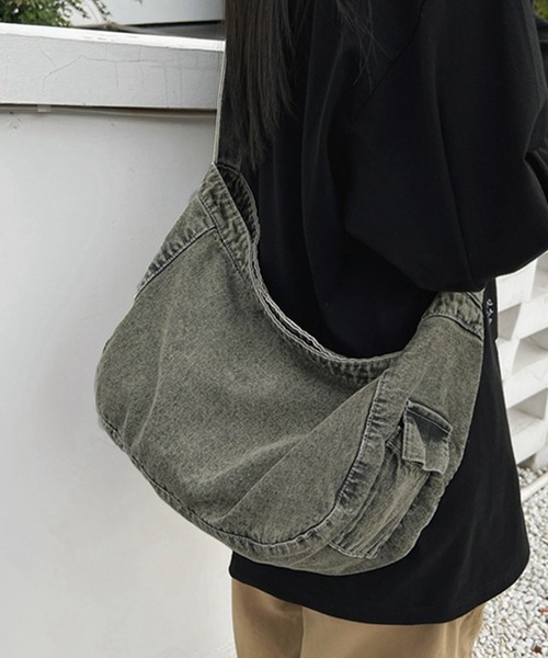 Revo.（レボ）の「ヴィンテージライク フェード加工 デニム ワンハンドル ショルダーバッグ（ショルダーバッグ・レディース・ブラック/カーキ/パープル/オレンジ・FREE）」の21枚目の写真