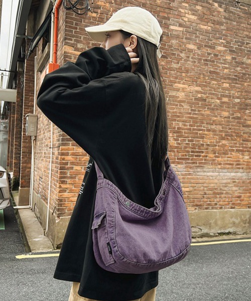 Revo.（レボ）の「ヴィンテージライク フェード加工 デニム ワンハンドル ショルダーバッグ（ショルダーバッグ・レディース・ブラック/カーキ/パープル/オレンジ・FREE）」の18枚目の写真