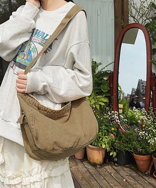 Revo.（レボ）の「ヴィンテージライク フェード加工 デニム ワンハンドル ショルダーバッグ（ショルダーバッグ・レディース・ブラック/カーキ/パープル/オレンジ・FREE）」の16枚目の写真