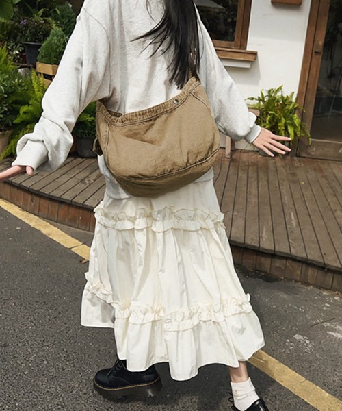 Revo.（レボ）の「ヴィンテージライク フェード加工 デニム ワンハンドル ショルダーバッグ（ショルダーバッグ・レディース・ブラック/カーキ/パープル/オレンジ・FREE）」の13枚目の写真