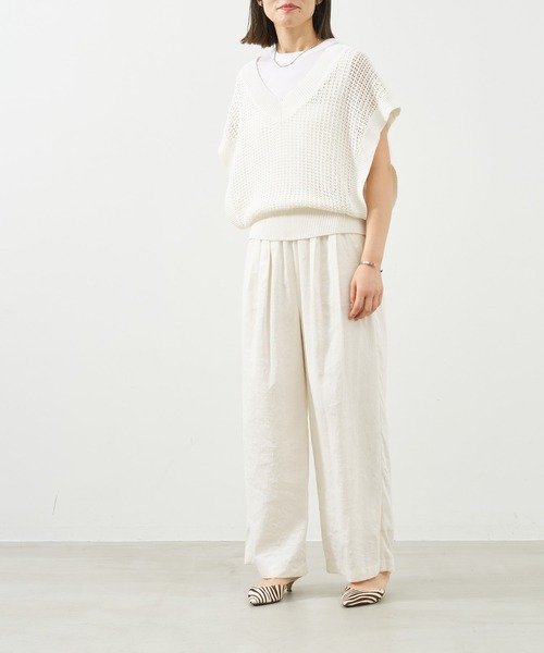 MICA&DEAL（マイカ＆ディール）の「シアーワイドパンツ〈セットアップ対応〉（その他パンツ・レディース・ブラウン/グレー/オフホワイト・FREE）」の6枚目の写真