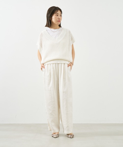 MICA&DEAL（マイカ＆ディール）の「シアーワイドパンツ〈セットアップ対応〉（その他パンツ・レディース・ブラウン/グレー/オフホワイト・FREE）」の9枚目の写真