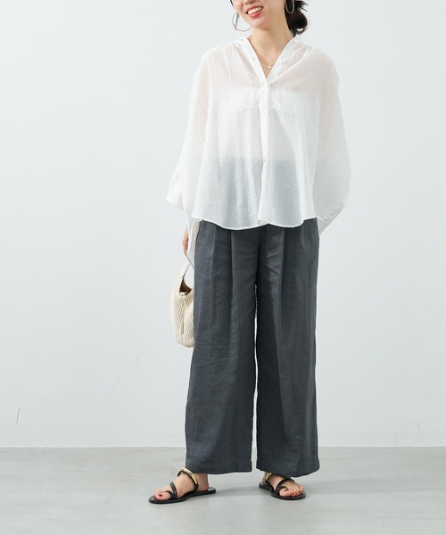 MICA&DEAL（マイカ＆ディール）の「シアーワイドパンツ〈セットアップ対応〉（その他パンツ・レディース・ブラウン/グレー/オフホワイト・FREE）」の16枚目の写真