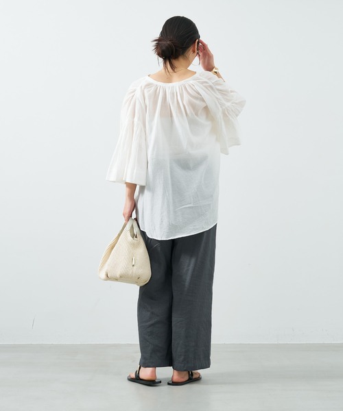 MICA&DEAL（マイカ＆ディール）の「シアーワイドパンツ〈セットアップ対応〉（その他パンツ・レディース・ブラウン/グレー/オフホワイト・FREE）」の17枚目の写真