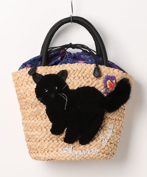 ANNA SUI かごバッグ 黒猫刺繍 ANNA SUI（アナスイ）の「サニー 2WAYかごバッグ（かごバッグ
