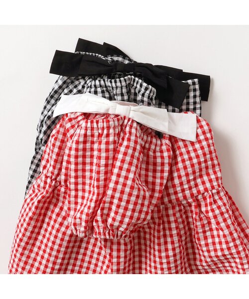 apres les cours（アプレレクール）の「【WEB限定/ジュニア対応】肩リボンギンガムチュニック（チュニック・キッズ・レッド/ブラック・140/130/120/110/100/90/80）」の8枚目の写真