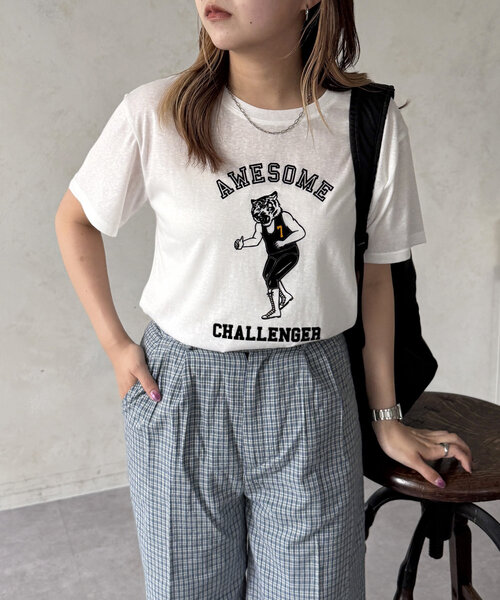 CPCM(シーピーシーエム)の「シアーフロッキー半袖T(Tシャツ/カットソー・レディース・チャコールグレー/ブルー/ホワイト系その他2/グレー/ネイビー/イエロー/レッド/ホワイト系その他/ホワイト・FREE)」の1枚目の写真