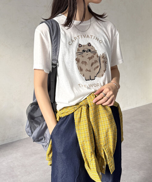 CPCM(シーピーシーエム)の「シアーフロッキー半袖T(Tシャツ/カットソー・レディース・チャコールグレー/ブルー/ホワイト系その他2/グレー/ネイビー/イエロー/レッド/ホワイト系その他/ホワイト・FREE)」の3枚目の写真