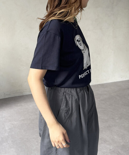 Sov. ソブ 長袖 フロッキーシアー 36 グレージュ 【新品未使用】 She's Closet tシャツ 花柄長袖フレアスリーブメロウハイネック