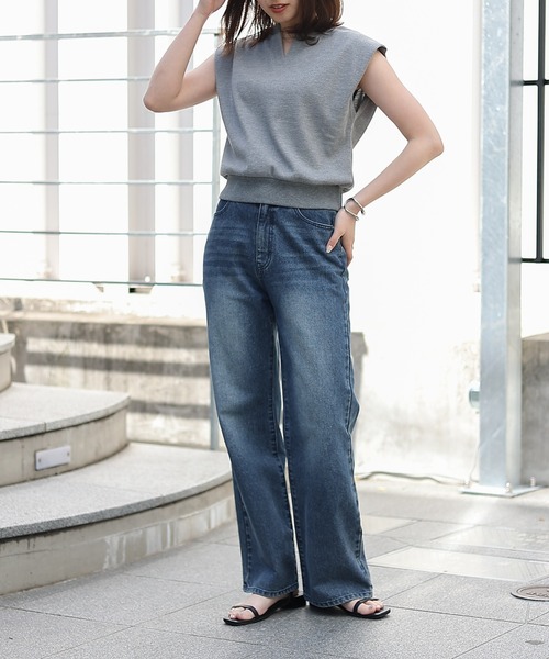 COLONY 2139（コロニートゥーワンスリーナイン）の「WEB限定/ワッフルキーネックフレンチスリーブトップス（Tシャツ/カットソー・レディース・ライトグレー/ブラック/グレー・FREE）」の22枚目の写真