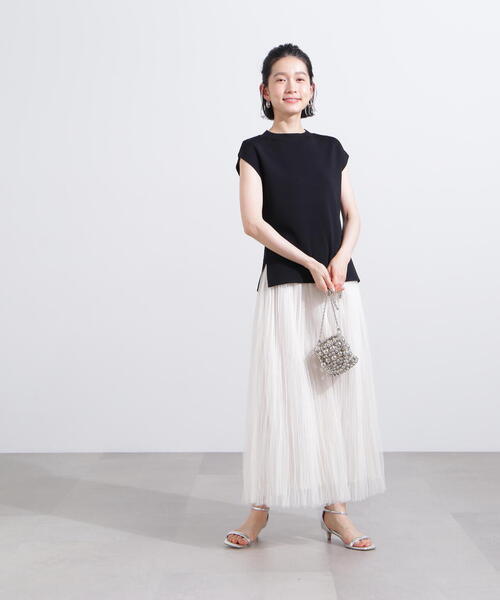 N.（N. Natural Beauty Basic）（エヌエヌナチュラルビューティーベーシック）の「総針モックネックフレンチニット（ニット/セーター・レディース・オフホワイト/ブラック/ブラウン/レッド・MEDIUM）」の7枚目の写真