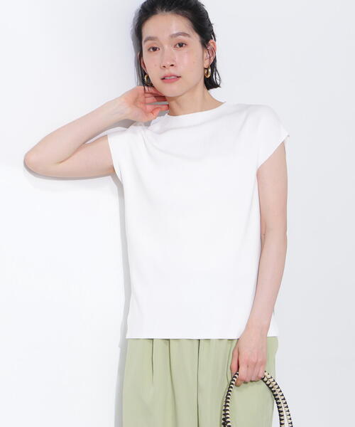 N.（N. Natural Beauty Basic）（エヌエヌナチュラルビューティーベーシック）の「総針モックネックフレンチニット（ニット/セーター・レディース・オフホワイト/ブラック/ブラウン/レッド・MEDIUM）」の14枚目の写真