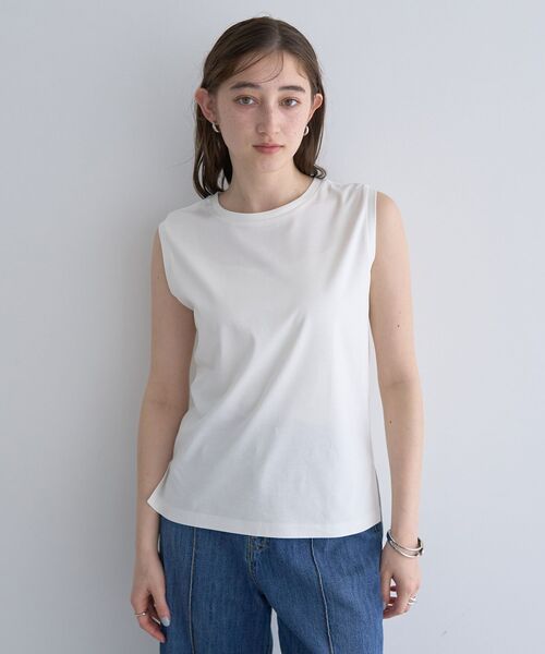セール】コットンスムースノースリーブトップス（Tシャツ