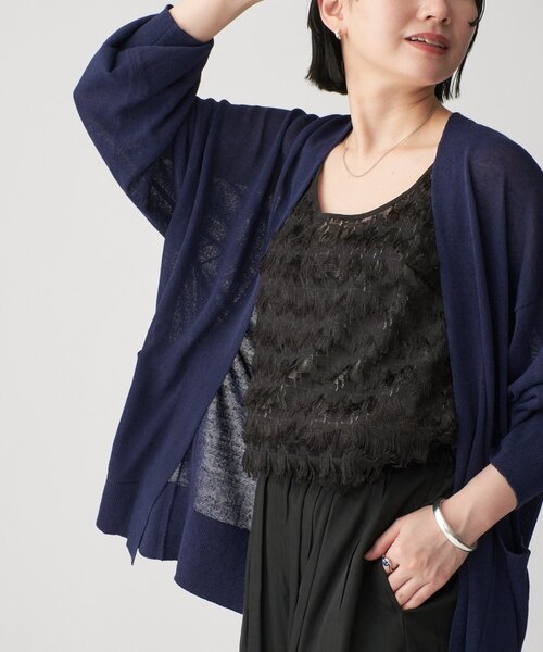Linen knit topper カーディガン