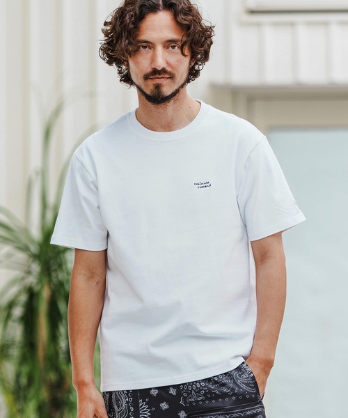 1minute 1second（ワンミニットワンセカンド）の「mt9681-10oz cursive embroidery T-shirt Tシャツ（Tシャツ/カットソー・メンズ・ブラック×ホワイト/ホワイト×ブルー/ホワイト×ブラック/スモークピンク・S/M/L/XL）」の3枚目の写真