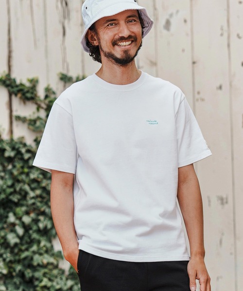 1minute 1second（ワンミニットワンセカンド）の「mt9681-10oz cursive embroidery T-shirt Tシャツ（Tシャツ/カットソー・メンズ・ブラック×ホワイト/ホワイト×ブルー/ホワイト×ブラック/スモークピンク・S/M/L/XL）」の5枚目の写真