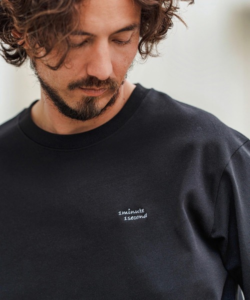 1minute 1second（ワンミニットワンセカンド）の「mt9681-10oz cursive embroidery T-shirt Tシャツ（Tシャツ/カットソー・メンズ・ブラック×ホワイト/ホワイト×ブルー/ホワイト×ブラック/スモークピンク・S/M/L/XL）」の11枚目の写真