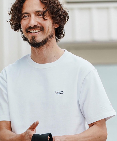 1minute 1second（ワンミニットワンセカンド）の「mt9681-10oz cursive embroidery T-shirt Tシャツ（Tシャツ/カットソー・メンズ・ブラック×ホワイト/ホワイト×ブルー/ホワイト×ブラック/スモークピンク・S/M/L/XL）」の22枚目の写真
