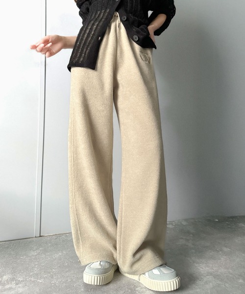Java(ジャバ)の「《JaVaジャバコラボ》裾ドロストロゴ刺繍ミックス調フリースパンツ(スウェットパンツ・レディース・ブラウン/ベージュ/グレー・LARGE/SMALL/MEDIUM/X-LARGE)」の3枚目の写真