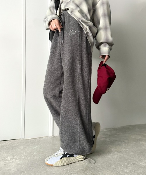 セール】《JaVaジャバコラボ》裾ドロストロゴ刺繍ミックス調フリース