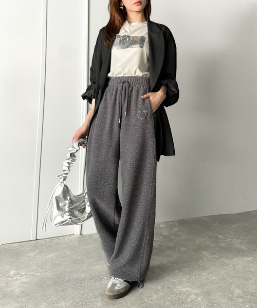 セール】《JaVaジャバコラボ》裾ドロストロゴ刺繍ミックス調フリース