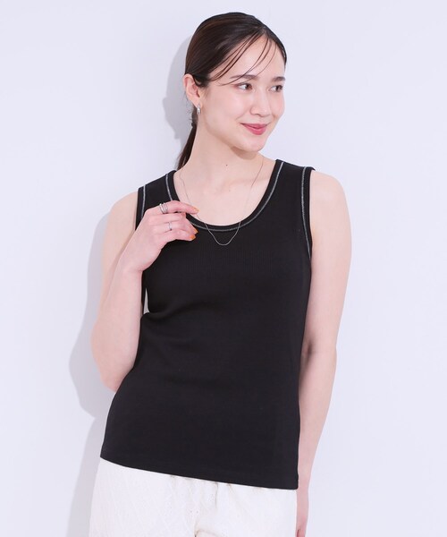 SHOO・LA・RUE(シューラルー)の「カップ付きテレコタンクトップ(タンクトップ・レディース・ブラック/ナチュラル/ホワイト・01/02/03/04)」の8枚目の写真