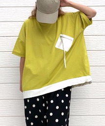Q | 配色ポケットT(Tシャツ/カットソー)