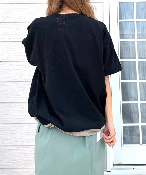 Q(キュー)の「配色ポケットT(Tシャツ/カットソー・レディース・ライム/ブラック/アイボリー・MEDIUM)」の16枚目の写真