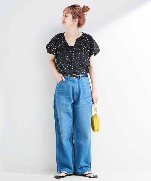 B.C STOCK(ベーセーストック)の「ウォッシャブル / 接触冷感 / バルーンスリーブスキッパーブラウス(シャツ/ブラウス・レディース・ホワイト/ブラック・FREE)」の3枚目の写真