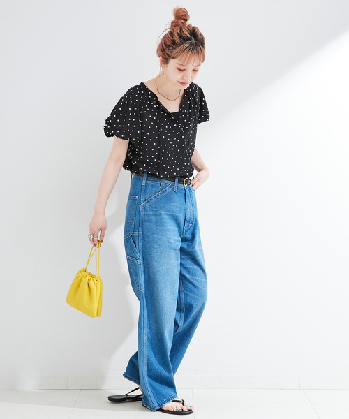B.C STOCK(ベーセーストック)の「ウォッシャブル / 接触冷感 / バルーンスリーブスキッパーブラウス(シャツ/ブラウス・レディース・ホワイト/ブラック・FREE)」の4枚目の写真