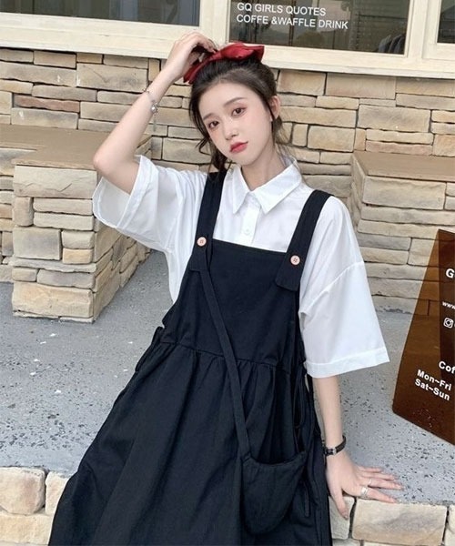 urge:(アージコロン )の「【URGE:】ロング丈 ジャンパースカート ワンピース(ジャンパースカート・レディース・ブラック・X-LARGE/LARGE/MEDIUM/SMALL)」の4枚目の写真