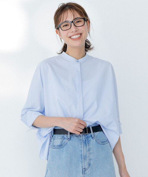 ICB(アイシービー)の「ヴィンテージスパンブロード バンドカラーシャツ(シャツ/ブラウス・レディース・アイボリー系/グレー系/スカイブルー系/こしょう色系・0/2/4/6)」の3枚目の写真