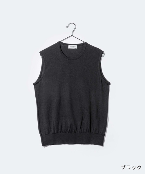 JOHN SMEDLEY(ジョンスメドレー)の「JOHN SMEDLEY KERRY ジョンスメドレー ノースリーブ コットンニット プルオーバー Tシャツ(Tシャツ/カットソー・レディース・ネイビー/ブラック/ダークグレー/ホワイト系1・LARGE/SMALL/MEDIUM)」の5枚目の写真