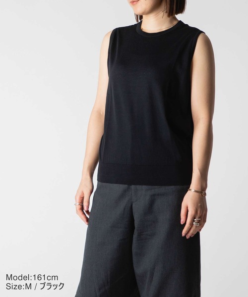 JOHN SMEDLEY(ジョンスメドレー)の「JOHN SMEDLEY KERRY ジョンスメドレー ノースリーブ コットンニット プルオーバー Tシャツ(Tシャツ/カットソー・レディース・ネイビー/ブラック/ダークグレー/ホワイト系1・LARGE/SMALL/MEDIUM)」の17枚目の写真