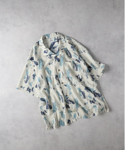 Right-on（ライトオン）の「【NEOSARTIC】総柄プリント開襟シャツ（シャツ/ブラウス・メンズ・ブラック/オフホワイト/グリーン・L/XL/M）」の2枚目の写真