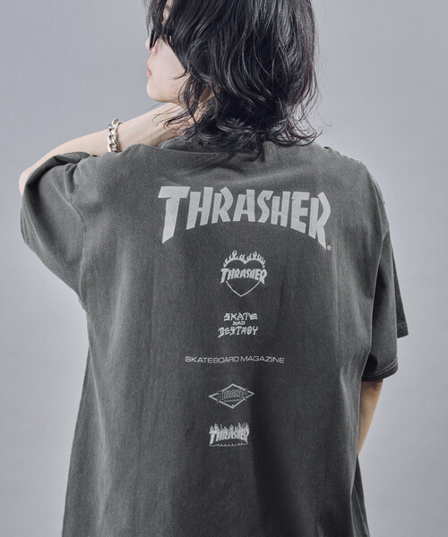 THRASHER（スラッシャー）の「THRASHER/スラッシャー 別注 THRASHER LOGO Tシャツ(限定展開)(UNISEX)（Tシャツ/カットソー・メンズ・ブラック/ネイビー・MEDIUM/LARGE/SMALL）」の6枚目の写真