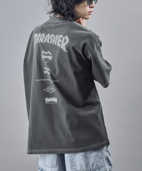 THRASHER（スラッシャー）の「THRASHER/スラッシャー 別注 THRASHER LOGO Tシャツ(限定展開)(UNISEX)（Tシャツ/カットソー・メンズ・ブラック/ネイビー・MEDIUM/LARGE/SMALL）」の5枚目の写真