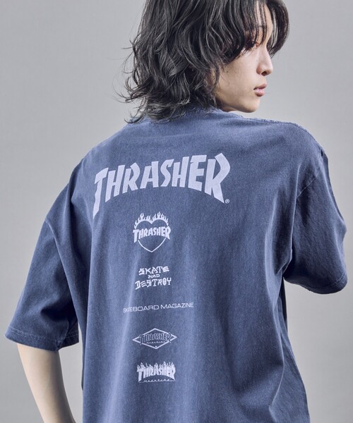 THRASHER（スラッシャー）の「THRASHER/スラッシャー 別注 THRASHER LOGO Tシャツ(限定展開)(UNISEX)（Tシャツ/カットソー・メンズ・ブラック/ネイビー・MEDIUM/LARGE/SMALL）」の2枚目の写真