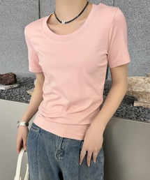 ラウンドネック ベーシック タイト 半袖 Tシャツ