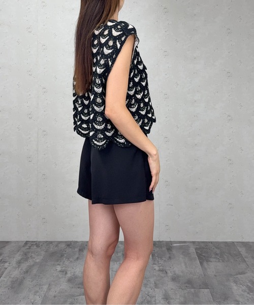 Per sist ence（パーシエンス）の「クロシェ編みベスト（ベスト・レディース・アイボリー/ホワイト×ブラック/ブラック・ONE SIZE）」の10枚目の写真