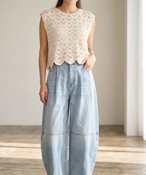 Per sist ence（パーシエンス）の「クロシェ編みベスト（ベスト・レディース・アイボリー/ホワイト×ブラック/ブラック・ONE SIZE）」の19枚目の写真