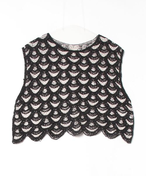 Per sist ence（パーシエンス）の「クロシェ編みベスト（ベスト・レディース・アイボリー/ホワイト×ブラック/ブラック・ONE SIZE）」の21枚目の写真